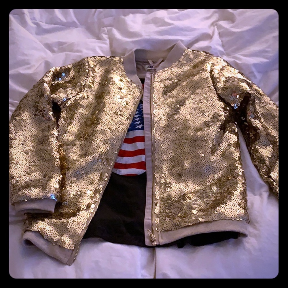 Girls sequin bomber jacket